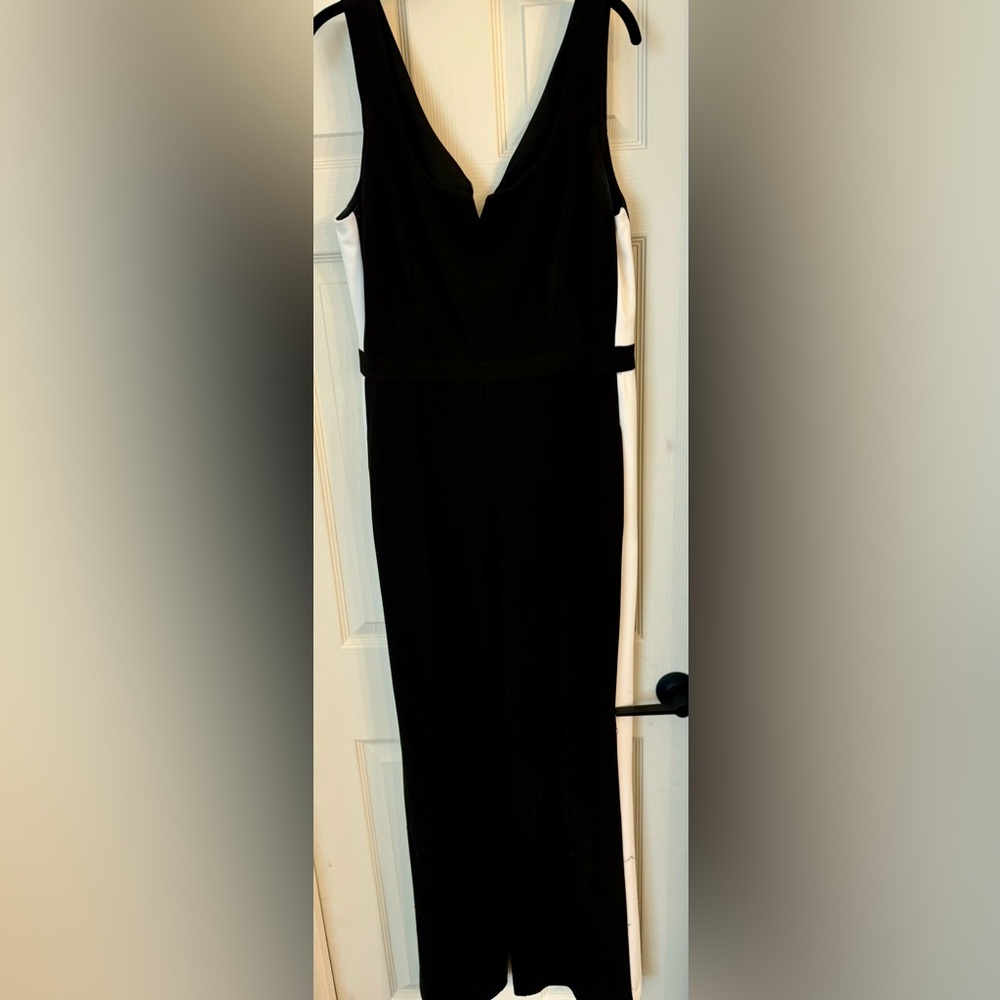 Black and white color block jumpsuit